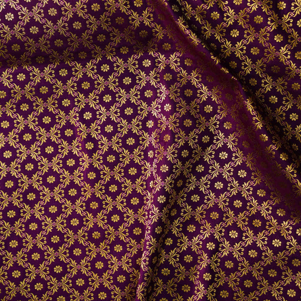 Brocade  Purple With Gold Zari Jaali Woven Fabric