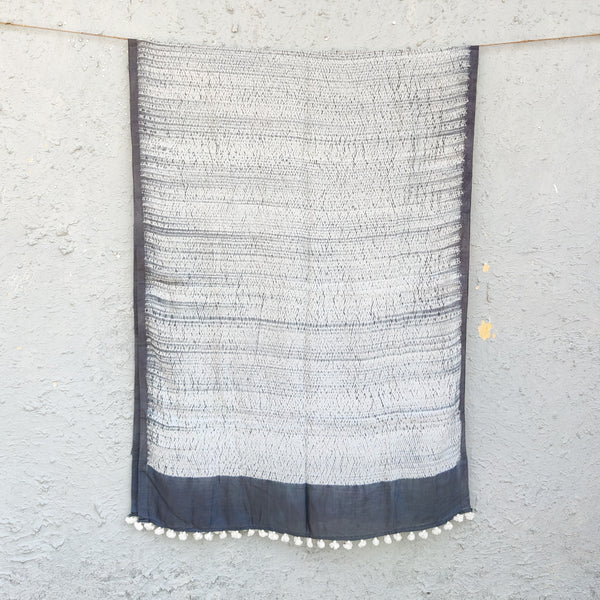 Chandani - Cotton Silk Grey Thread Shibori Dupatta