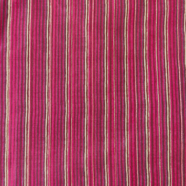 Chanderi Lurex Pink Stripes Jaal Blouse Fabric ( 95 CM )