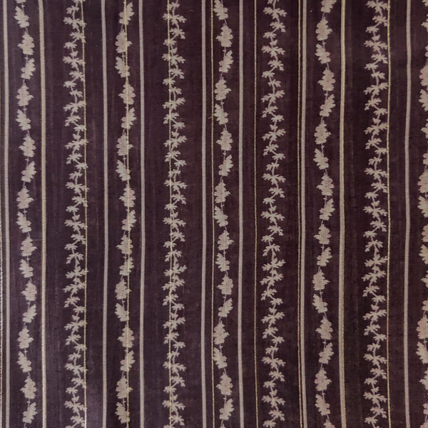 Chanderi Lurex Umber With Patterned Stripes Fabric