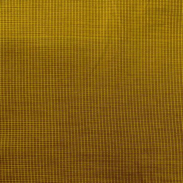 Cotton Blend Mustard Small Checks Woven Fabric