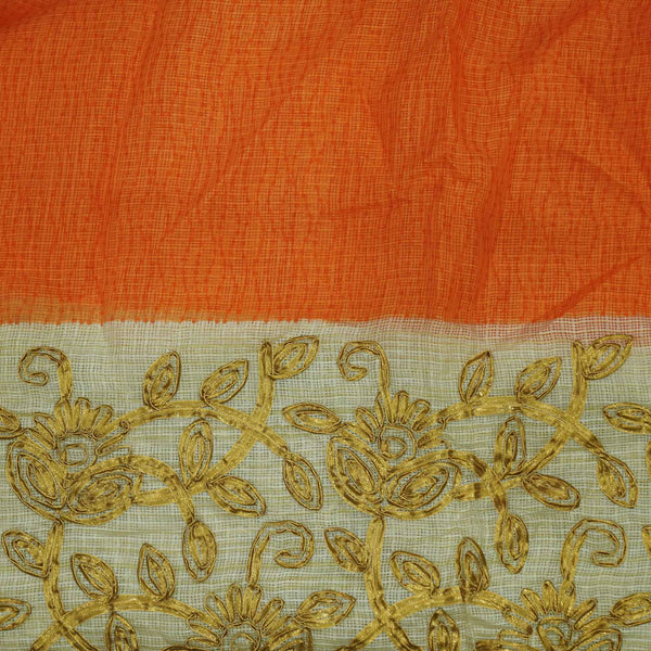 Cotton Silk Kota With Gold Gota Border Orange