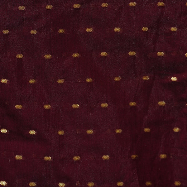 Cotton Silk Maroon Burgandy With Gold Buttis