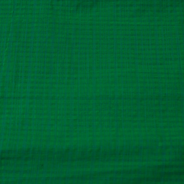 Cotton Silk Self Design Checks Textured Fabric Green