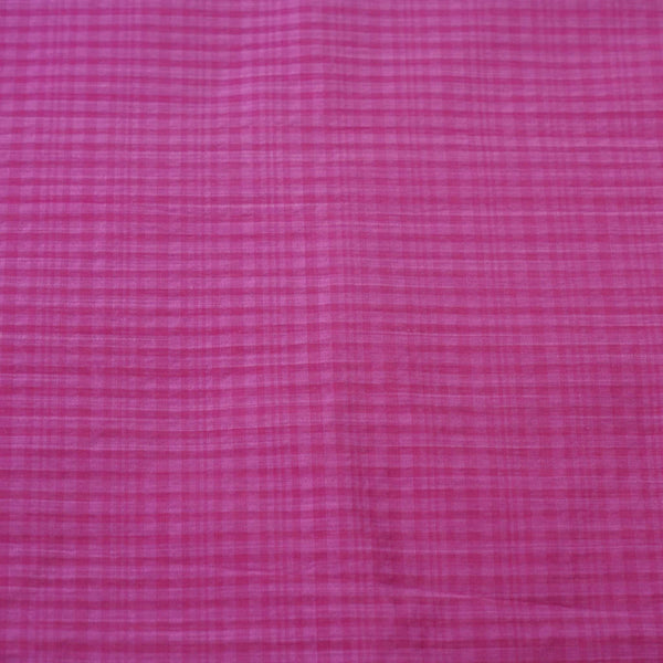 Cotton Silk Self Design Checks Textured Fabric Pink