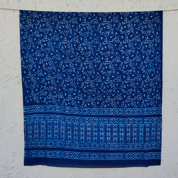 DHAARA - Pure Cotton Akola Indigo Jaal Hand Block Printed Dupatta