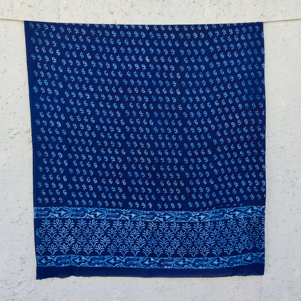 DHAARA - Pure Cotton Akola Indigo Tiny Motif Hand Block Printed Dupatta