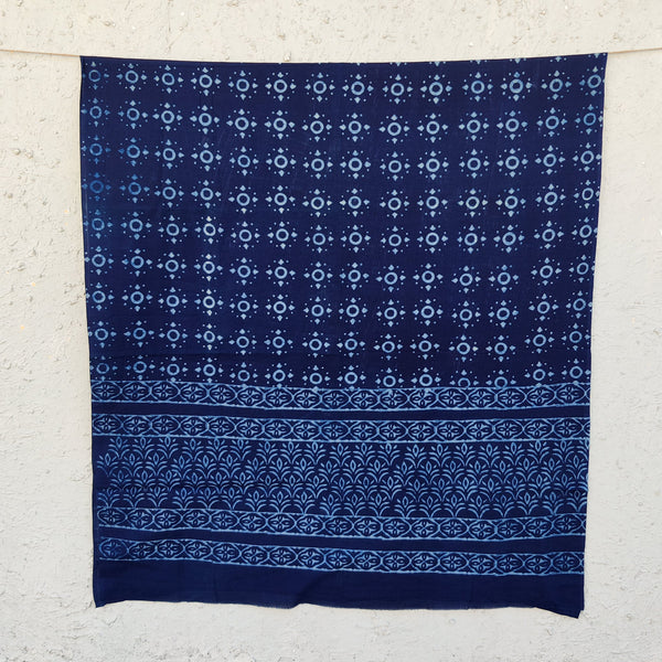 DHAARA - Pure Cotton Akola Indigo With Tribal Motif Hand Block Printed Dupatta