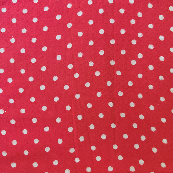 Pre-cut 2.15 meter Pure Cotton Discharge Self Design Dark Peach With Polka Dots Hand Block Print Fabric