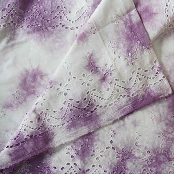 (Width 56 Inches) Pure Cotton Purple And Cream Abstract Batik Hakoba Fabric