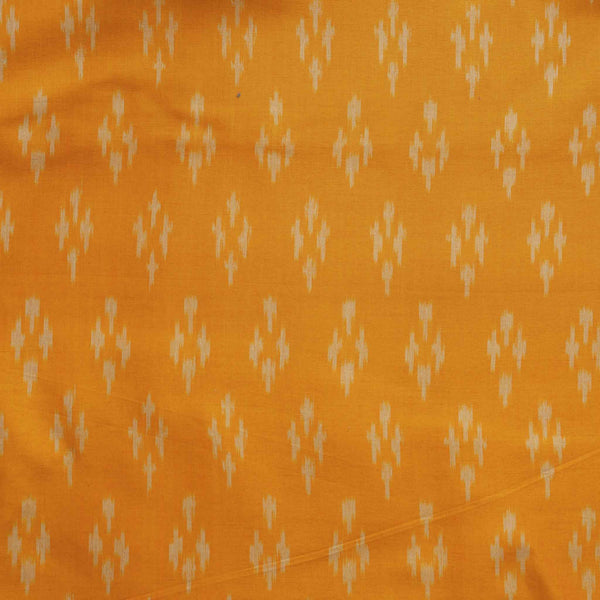 Pure Cotton Mercerized Ikkat Mustard With Cream Weaves Woven Fabric