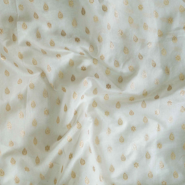 Banarasi Brocade White With Tiny Gold Motifs Woven Fabric