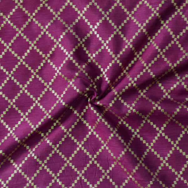 Dola Silk Royal Lavender With Diagonal Zari Checks Woven Fabric