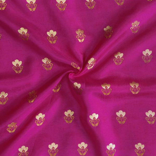 Dola Silk Royal Pink With Small Zari Plant Motifs Woven Fabric