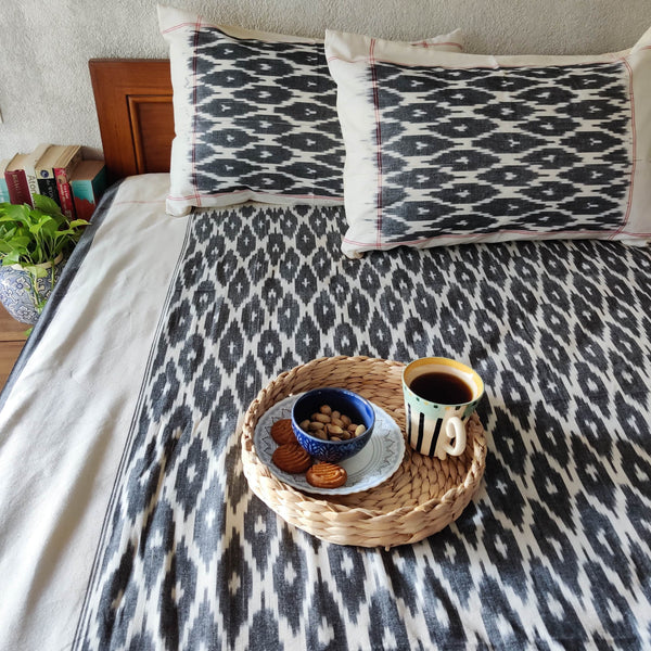 EKTA - Pure Cotton Hand Woven Grey Weaves Double Bedsheet