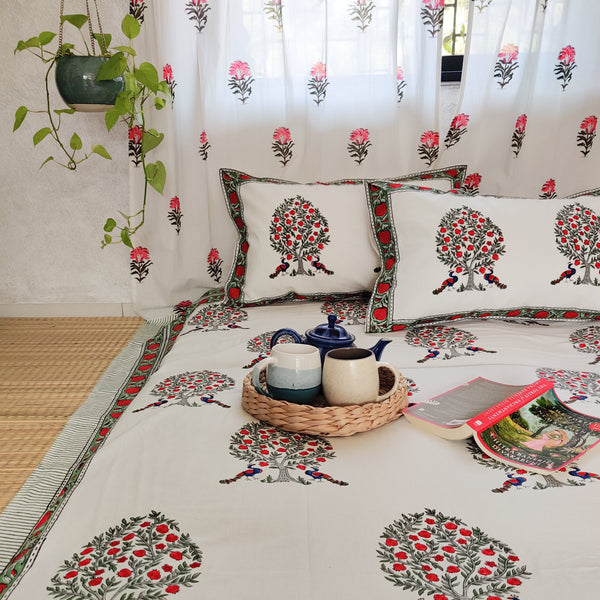 ENCHANTING PEACOCK -  Pure Cotton Jaipuri Double Bedsheet