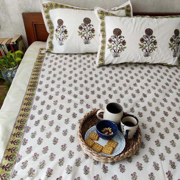 Ek Khwab Pure Cotton Jaipuri Double Bedsheet Thread Count 250