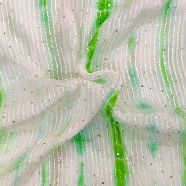 Georgette Light Green Shibori Kaatha Flowy Fabric