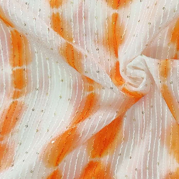 Georgette Orange Shibori Kaatha Flowy Fabric