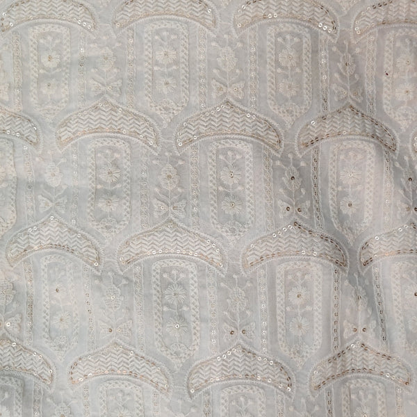 Georgette With A Beautiful Heavy Thread Sequence All Over Embroidered Fabric