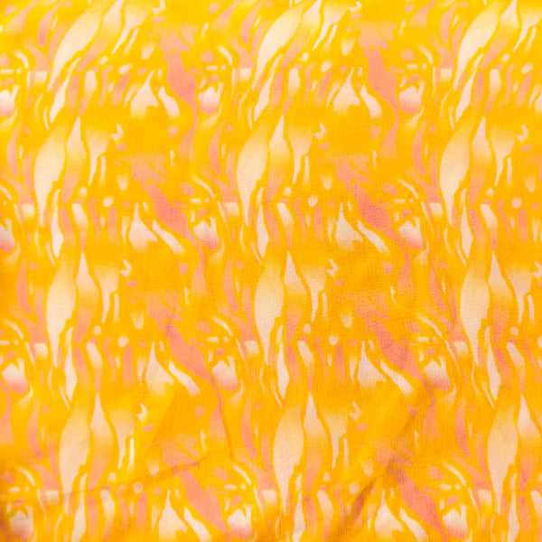 Georgette Yellow Abstract Fabric