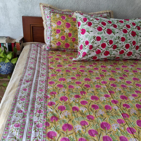 Gulabo Pure Cotton Jaipuri Double Bedsheet