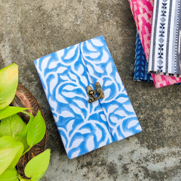 Handmade Upcycled Blue Jaipuri Lock Book