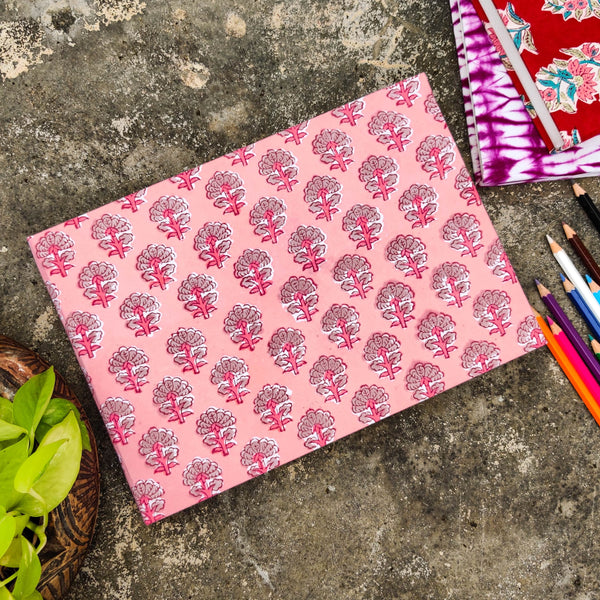 Handmade Upcycled Jaipuri Peach Sketch Book