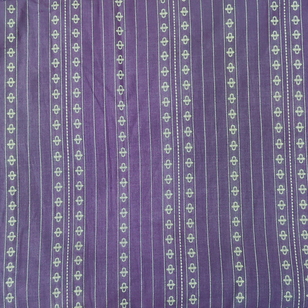 Pure South Cotton Handloom  Purple With Cream Woven Pattern Fabric