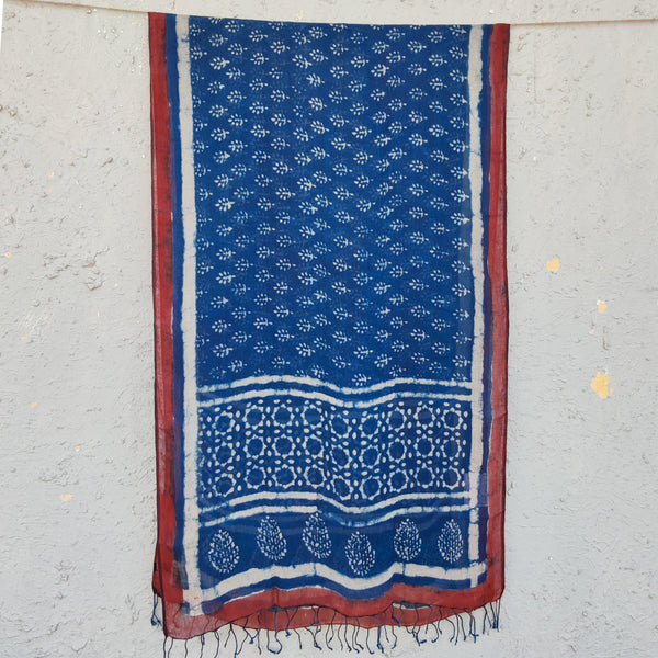 INDIGO - Linen Indigo Motifs Dupatta