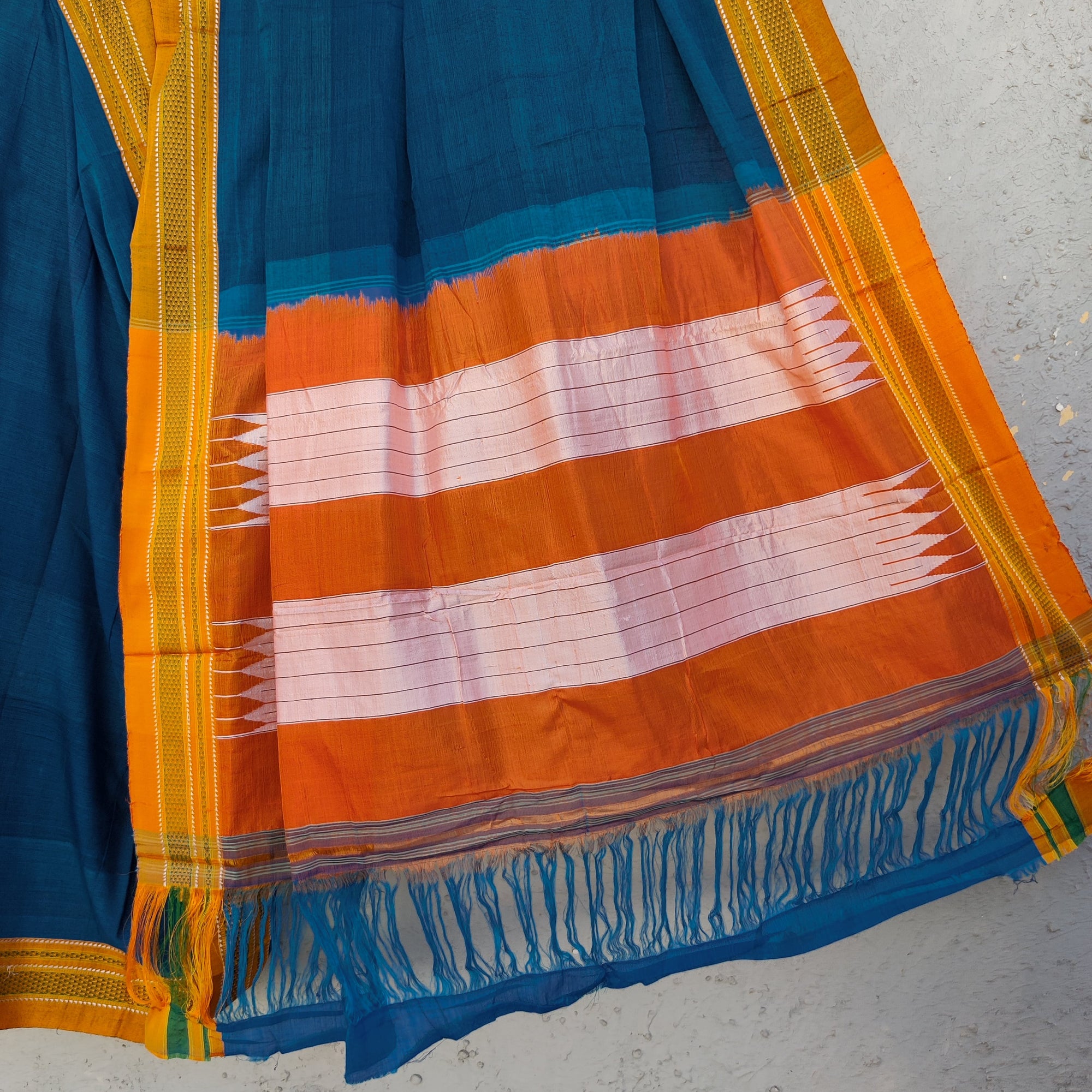 Blue Peach Ilkal Silk Saree - Shagun Silks & Sarees