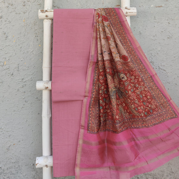 KRUPA - Pink Pure Cotton Monochrome Top And Bottom With A Beautiful Digitally Printed Dupatta