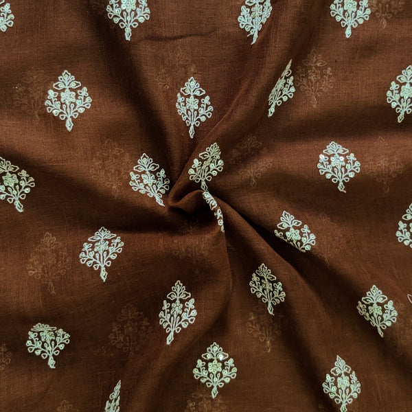 Linen Brown With Beautiful Embroidered Motifs