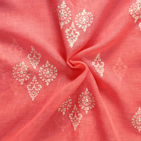 Linen Pink With Beautiful Embroidered Motifs