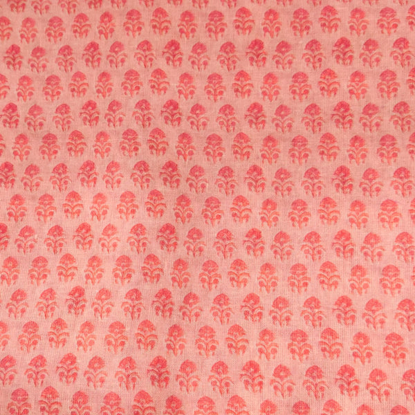 Linen Soft Pink With Simple Pink Motifs Screen Print Fabric