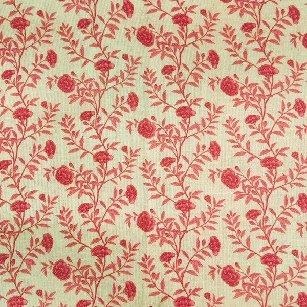 Linen With Peachy Pink Jaal Screen Print Fabric