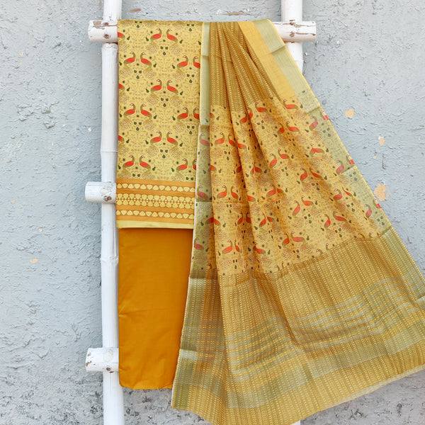 MANYA - Digitally Printed Cotton Silk Top With Plain Bottom And A Cotton Silk Digitally Printed Dupatta