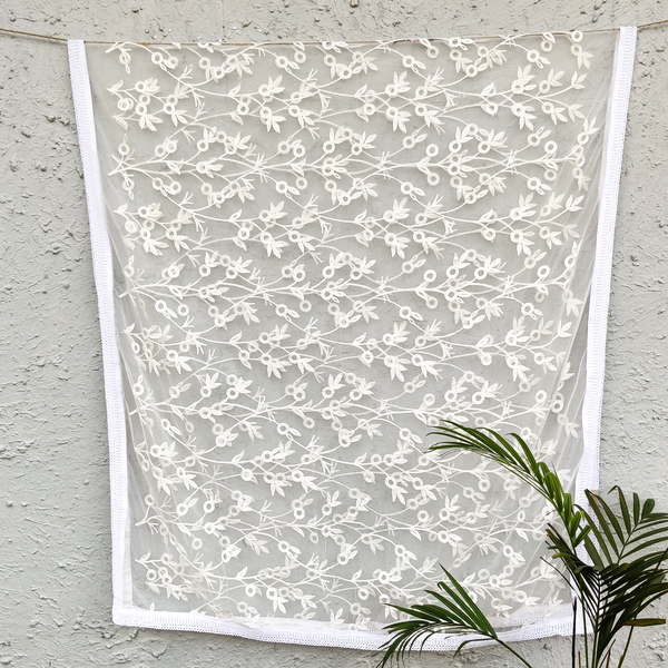 MERAKI - Beautiful White Net With Embroidery Jaal Dupatta