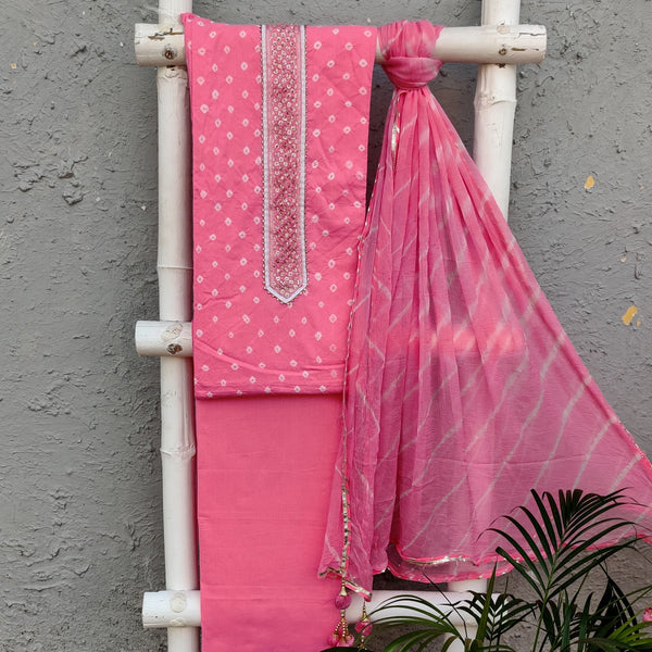 MOH - Pure Cotton Pink Badhani Everyday Wear Suit Combo