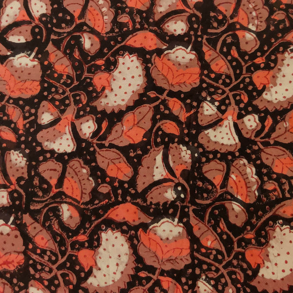 Modal Cotton Dabu Rust Floral Jaal Hand Block Print Fabric