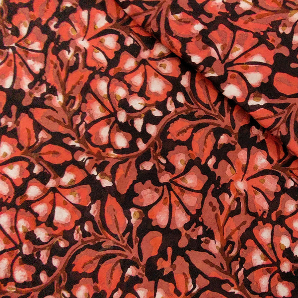 Pure Cotton Jaipuri Maroon With Wild Flower Jaal Hand Block Print Blouse Fabric ( 85 CM )