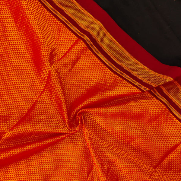 Orange Yellow Dual Shade Traditional Maharashtrian Khan Cotton Silk Bouse Piece Fabric (1 meter)