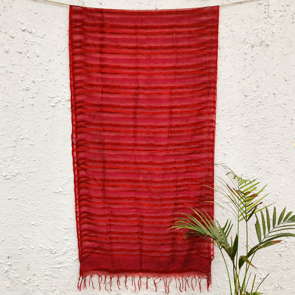 Orza - Maroon Everyday Wear Organza Stripes Dupatta