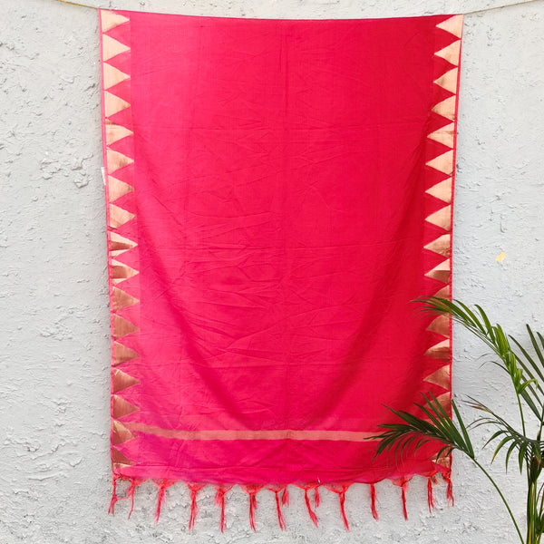 PINKI - Shades Of Pink Light To Dark Simple Triangle Border Soft Dupatta