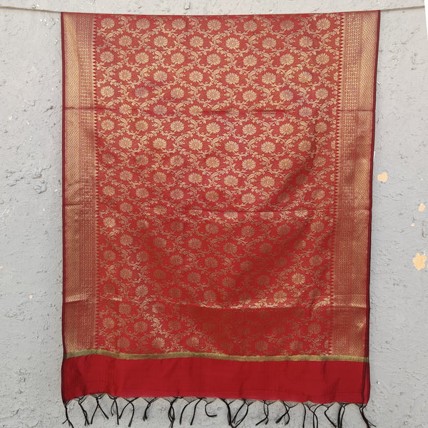 PIYU - Banarasi Kathan Jacquard Dupatta Red