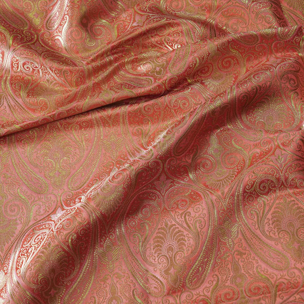 Blouse Piece 0.90 Cm Banarasi Brocade Royal Pastel Dark peach With All Over Pattern Woven Fabric