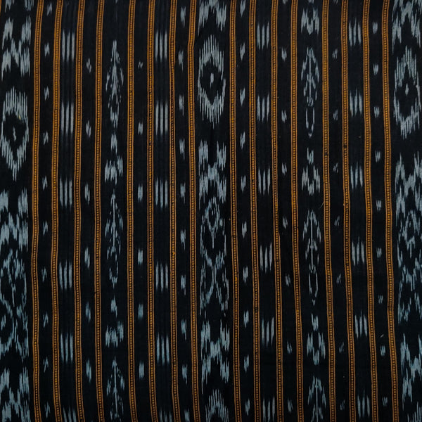 Pure Cotton Sambhalpuri Ikkat Black Stripes Handwoven Fabric