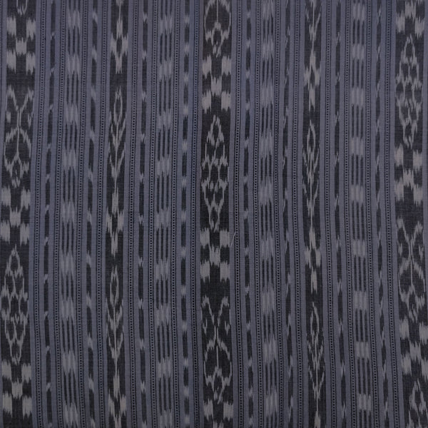 Pure Cotton Sambhalpuri Ikkat Grey Stripes Handwoven Fabric