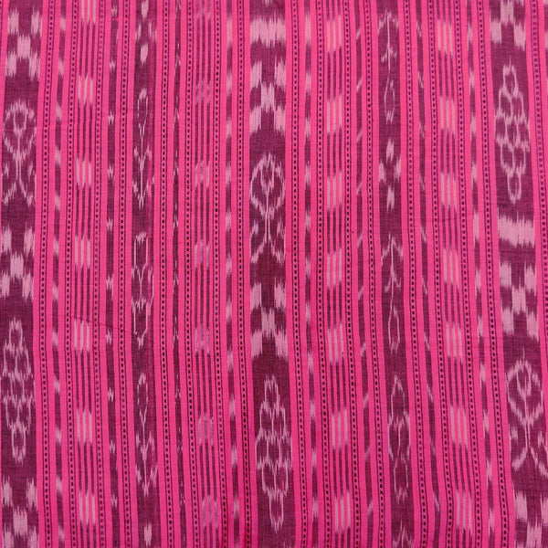 Pure Cotton Sambhalpuri Ikkat Pink Stripes Handwven Fabric