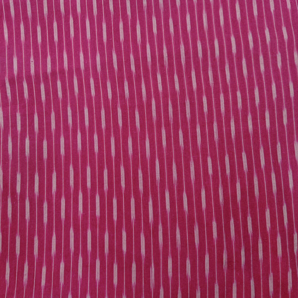 Pure Cotton Ikkat Pink With Off White Woven Stripes Woven Fabric